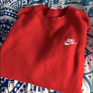 red nike crew neck hoodie